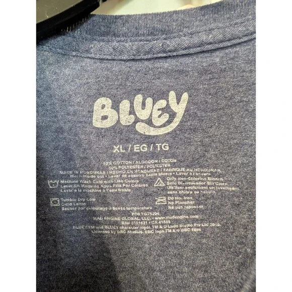 Bluey Family Graphic T-Shirt Men’s XL Blue Cotton Blend Short Sleeve Disney BBC - Picture 5 of 9